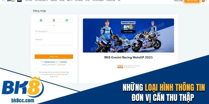 Những loại hình dữ liệu BK8 cần thu thập